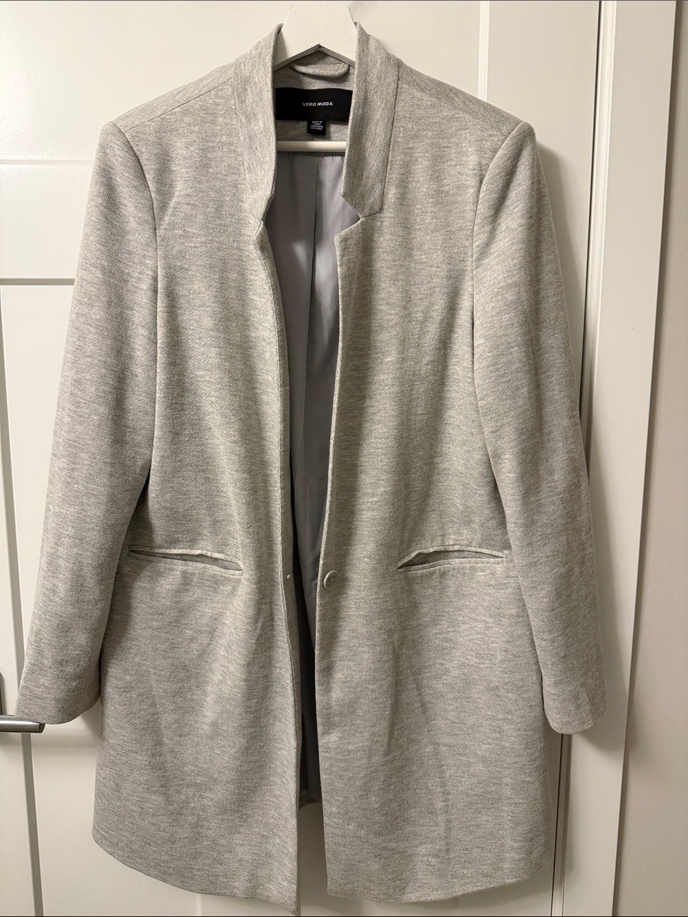 Vero Moda Heather Light Gray Longline Blazer